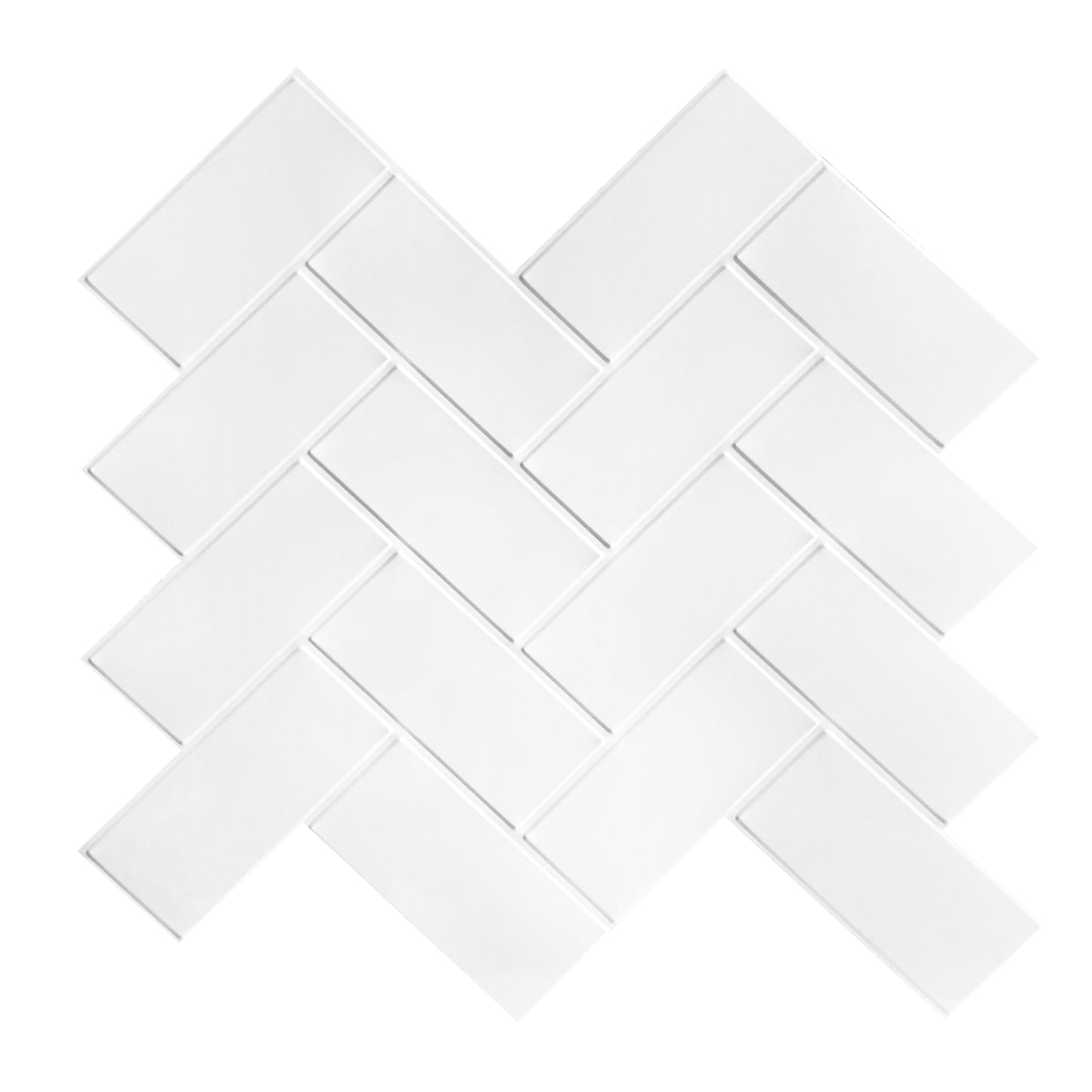 White Herringbone Peel & Stick Vinyl Wall Tile – 10 Pack