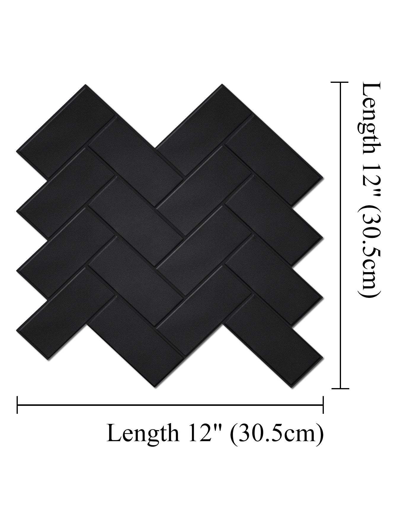 Black Herringbone Peel & Stick Vinyl Wall Tile – 10 Pack