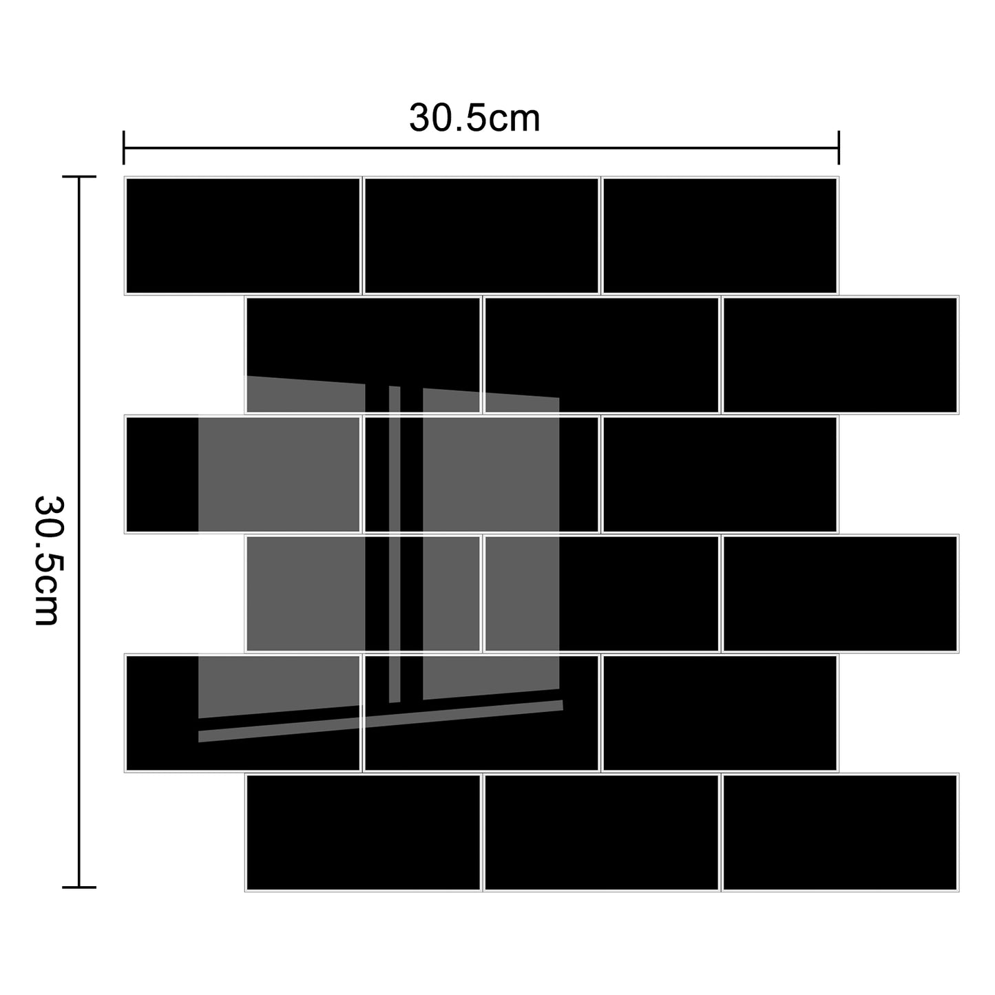 Black Subway Peel & Stick Vinyl Wall Tile – 10 Pack