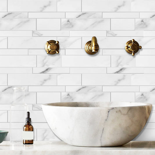 White Subway Peel & Stick Vinyl Wall Tile – 10 Pack