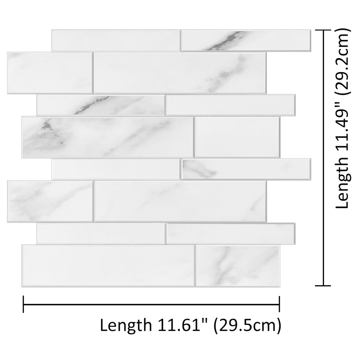 White Subway Peel & Stick Vinyl Wall Tile – 10 Pack