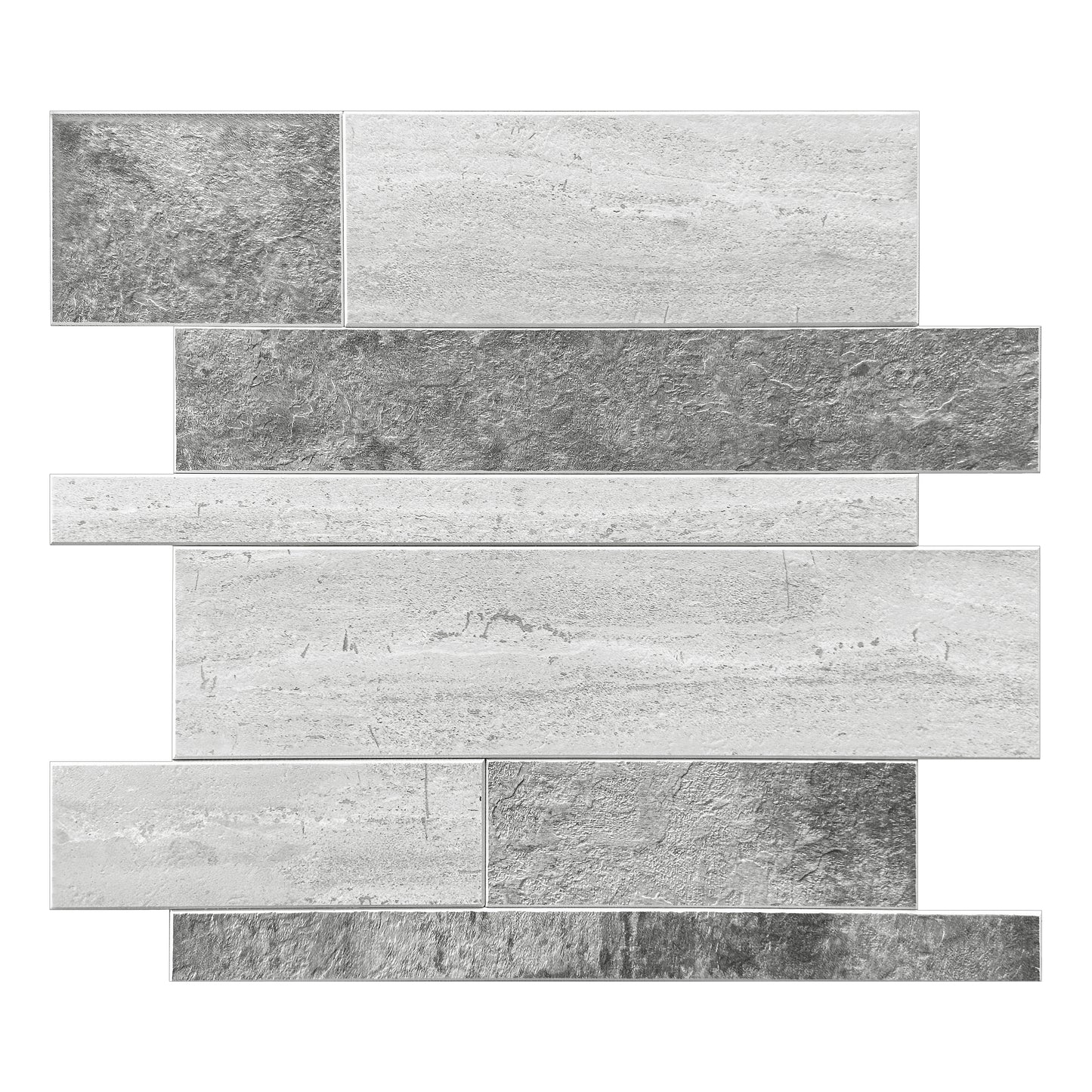 Grey Textured Subway Peel & Stick Vinyl Wall Tile – 10 Pack