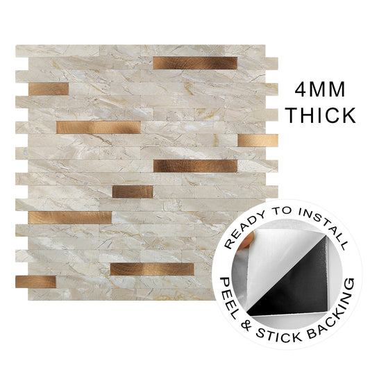Copper Composite Peel & Stick Vinyl Wall Tile – 10 Pack