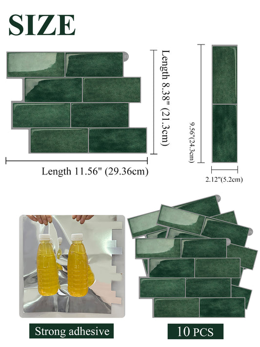 Green Subway Peel & Stick Wall Tile - 10 Pack