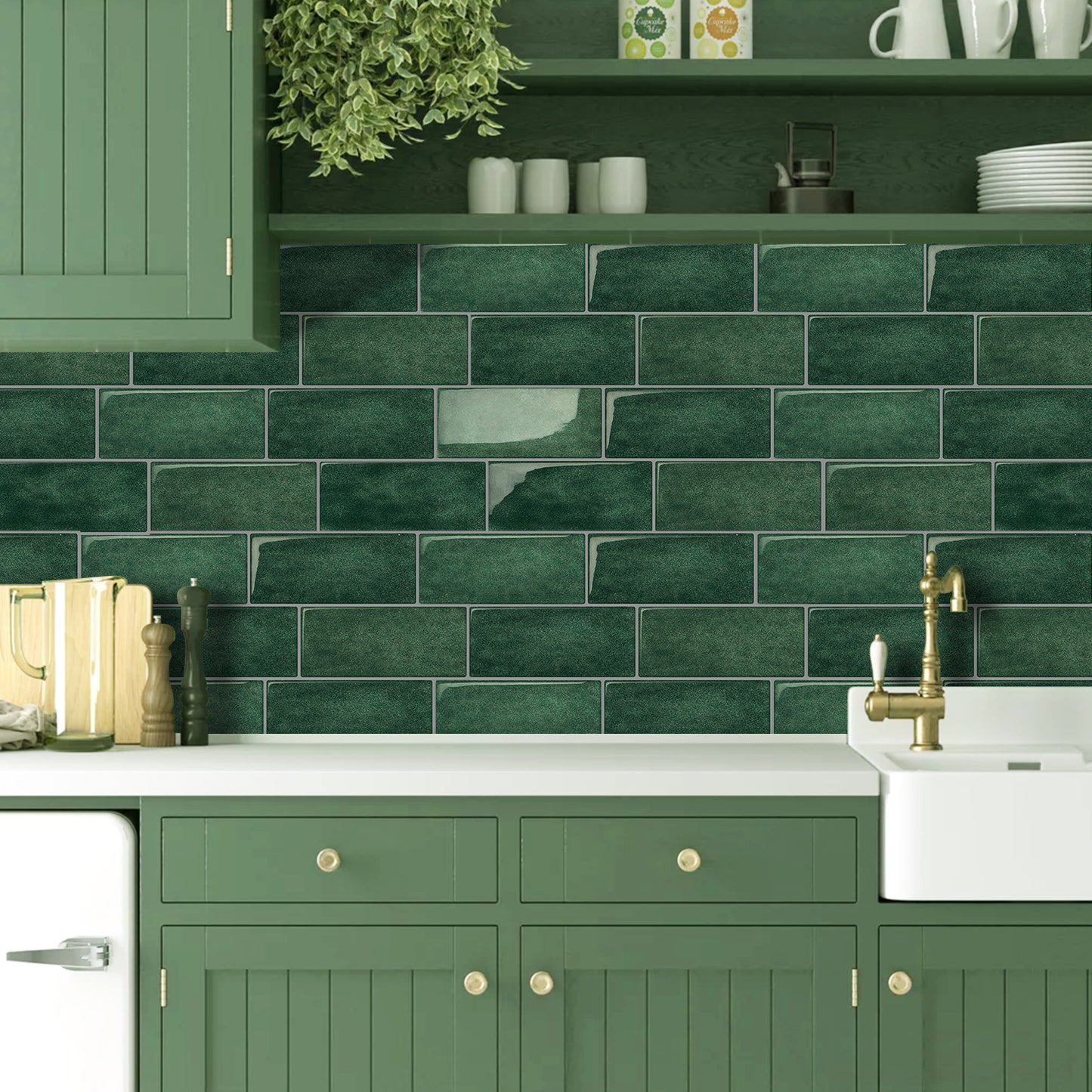 Green Subway Peel & Stick Wall Tile - 10 Pack