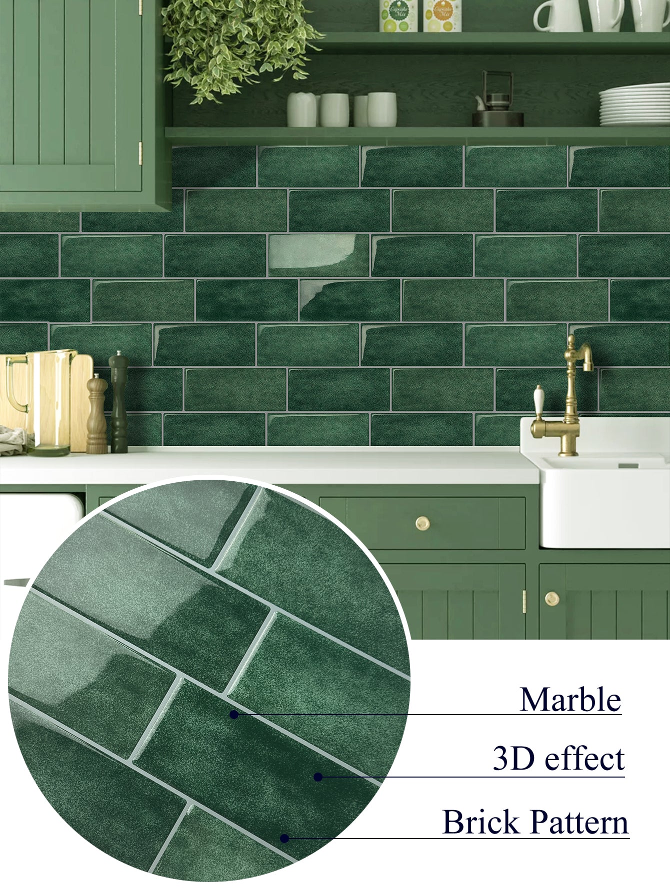 Green Subway Peel & Stick Wall Tile - 10 Pack