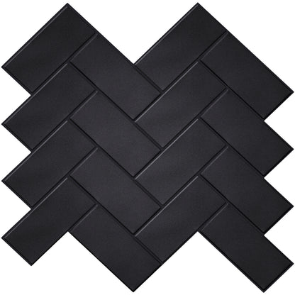 Black Herringbone Peel & Stick Vinyl Wall Tile – 10 Pack
