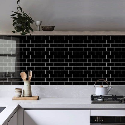 Black Subway Peel & Stick Vinyl Wall Tile – 10 Pack