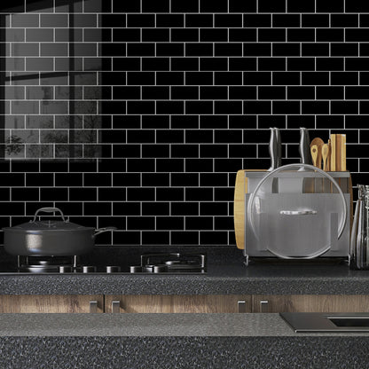 Black Subway Peel & Stick Vinyl Wall Tile – 10 Pack