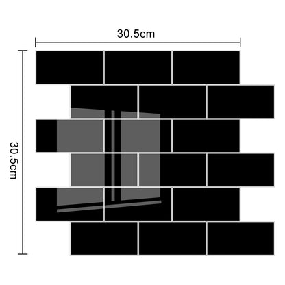 Black Subway Peel & Stick Vinyl Wall Tile – 10 Pack