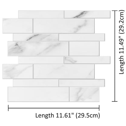 White Subway Peel & Stick Vinyl Wall Tile – 10 Pack