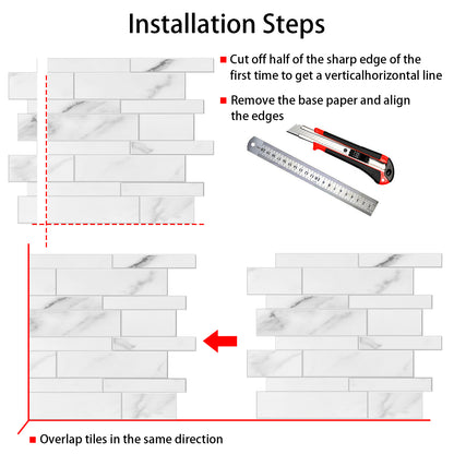 White Subway Peel & Stick Vinyl Wall Tile – 10 Pack