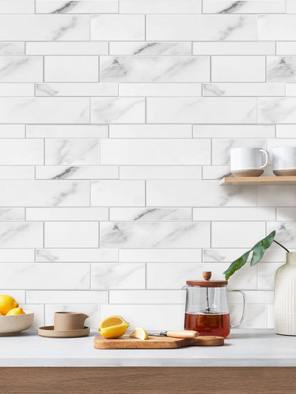 White Subway Peel & Stick Vinyl Wall Tile – 10 Pack