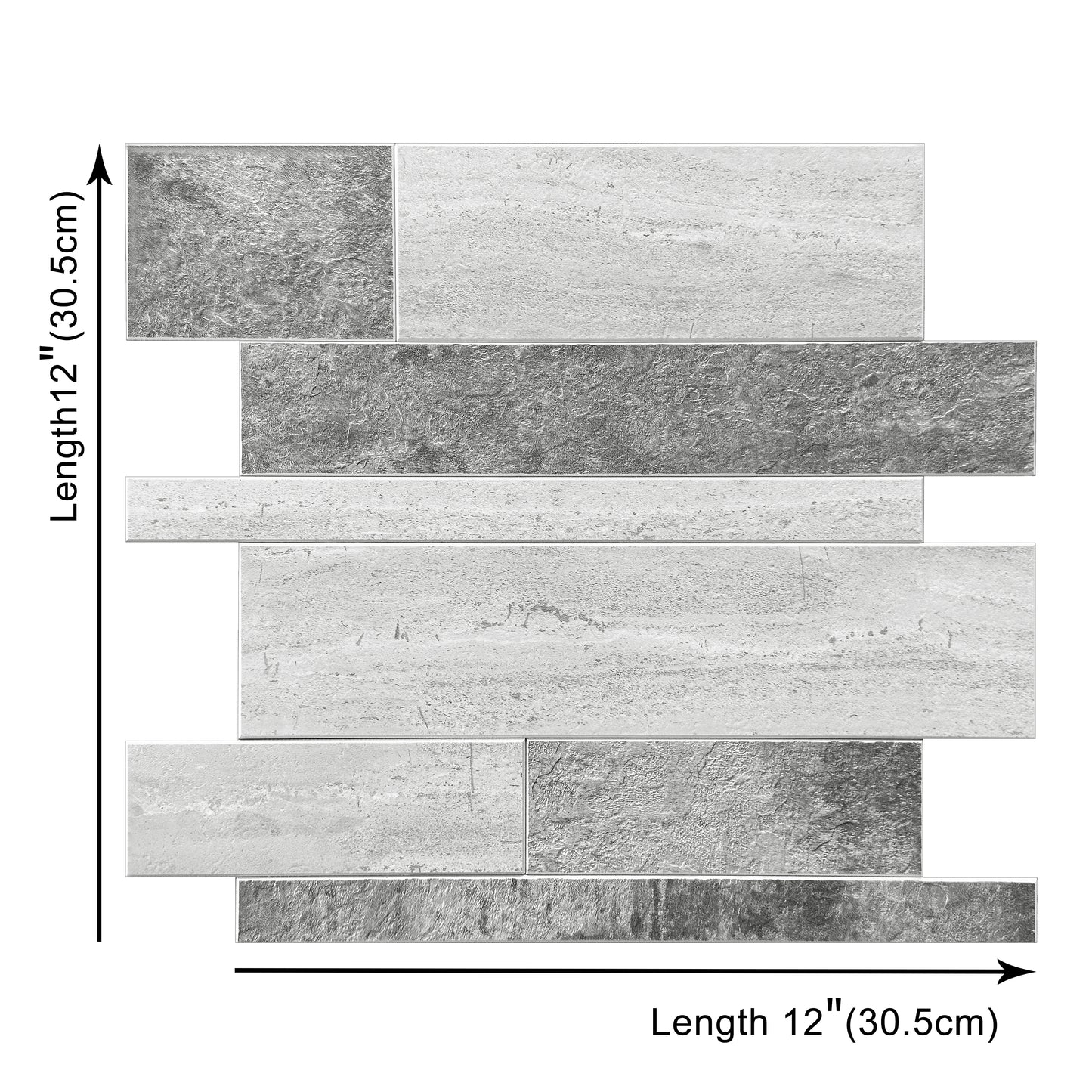 Grey Textured Subway Peel & Stick Vinyl Wall Tile – 10 Pack