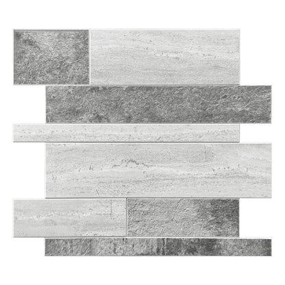 Grey Textured Subway Peel & Stick Vinyl Wall Tile – 10 Pack