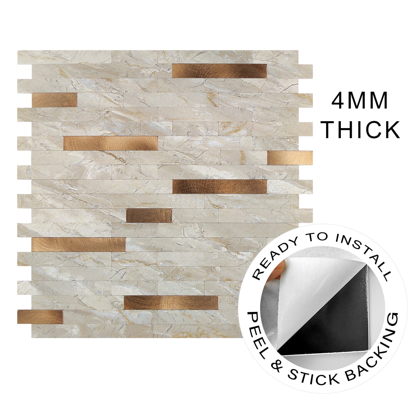 Copper Composite Peel & Stick Vinyl Wall Tile – 10 Pack